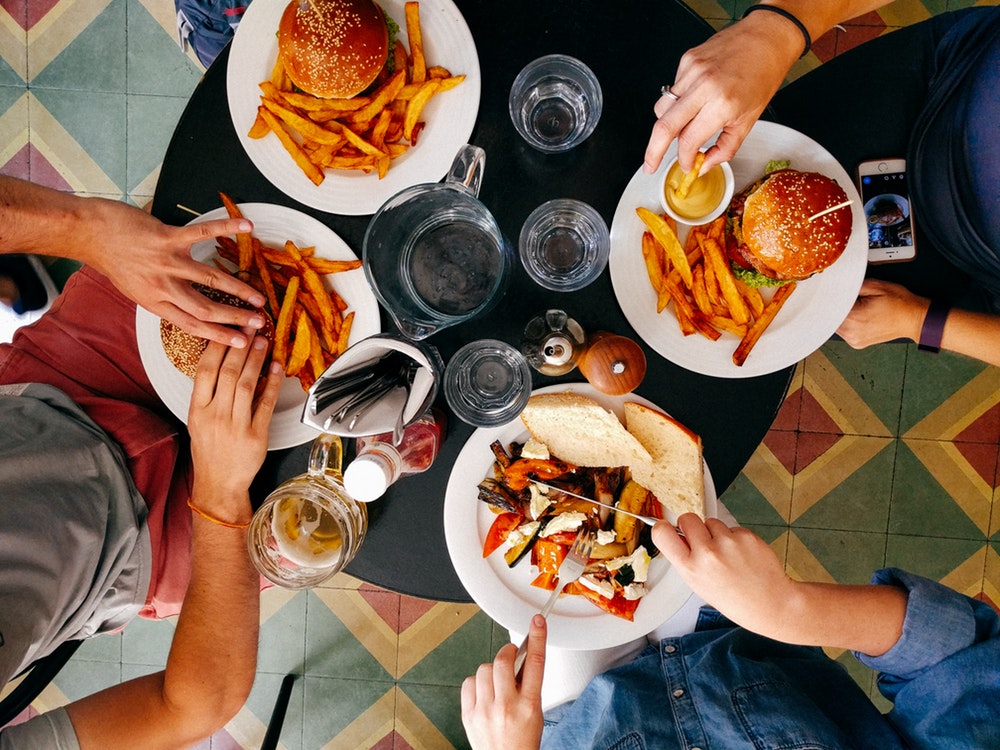 People eating food in a cafe