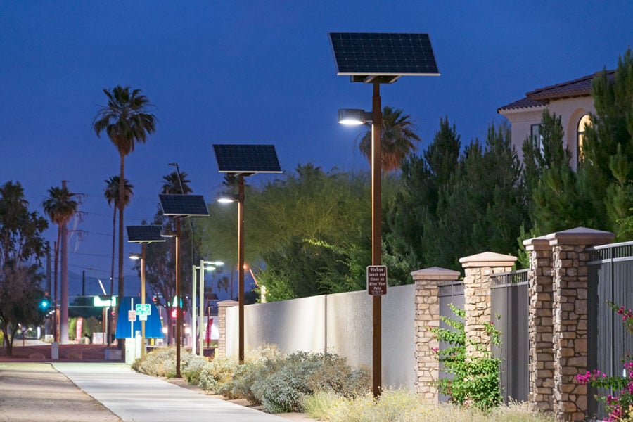 Highline Canal Solar LED Lighting Systems along a pathway