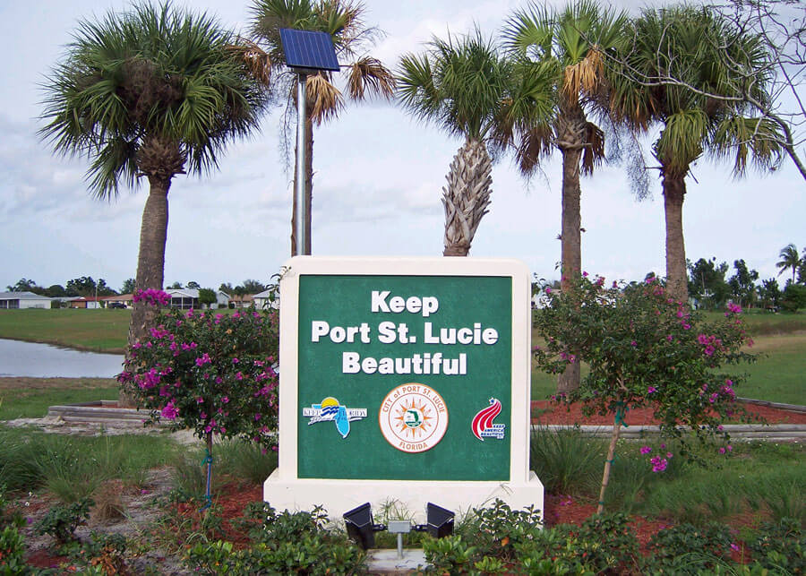Keep Port St. Lucie Beautiful Solar Sign Lighting System