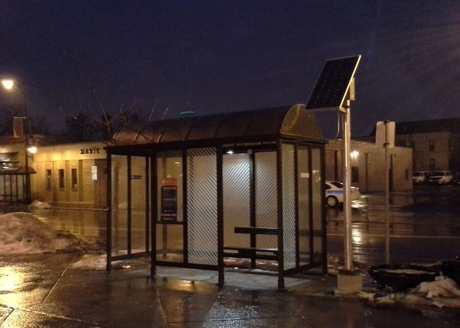 MN Transit Solar Bus Shelter Lighting with Remote Solar System