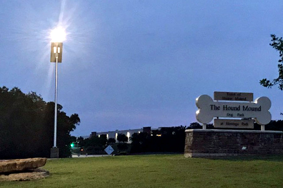 Flower Mound Hound Mound Dog Park Solar LED Lighting