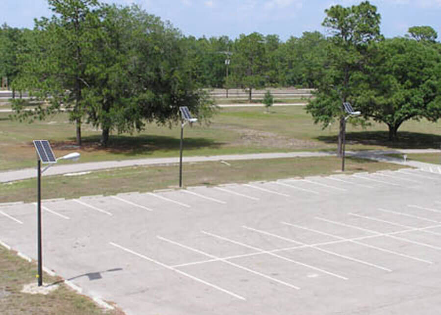 Commercial Solar Powered Led Parking Lot Lighting Systems By Sepco Camp Blanding Solar Parking Lot Lighting