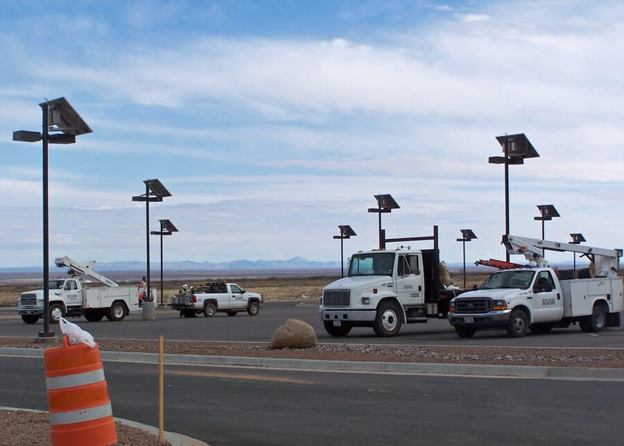 Solar Light Poles for Military Parking Lot Project