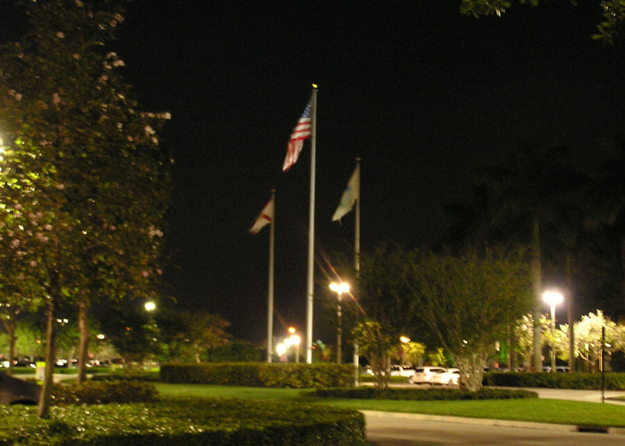 Cleveland Clinic Solar LED Flag Lighting Night