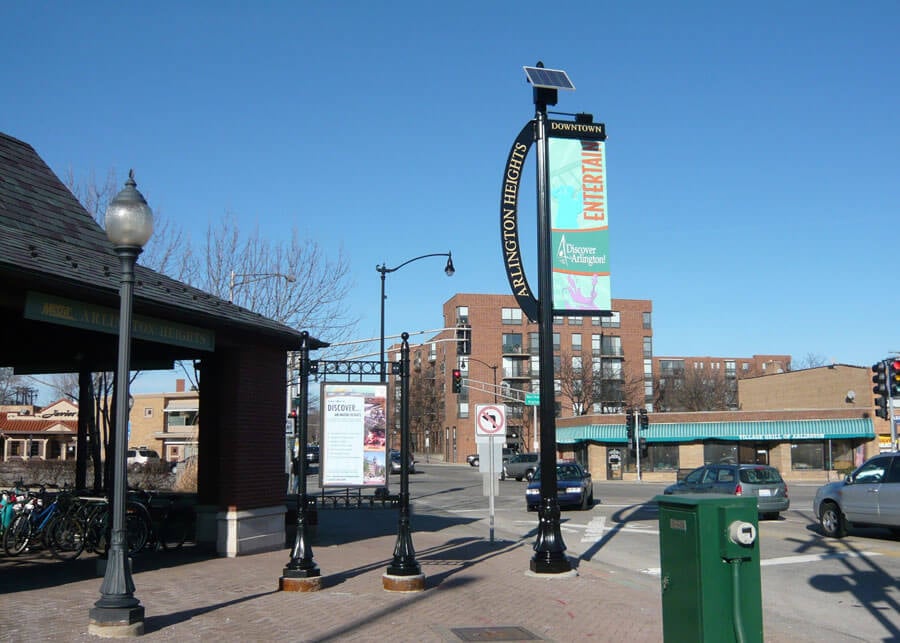 Arlington Heights Solar Banner Sign Lighting