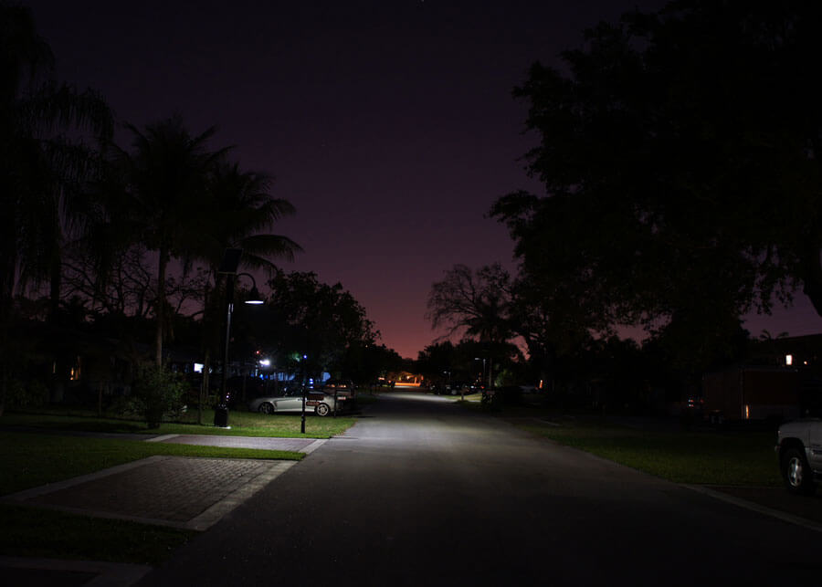 Dania Beach Decorative Solar LED Light at Night Neighborhood Roadway